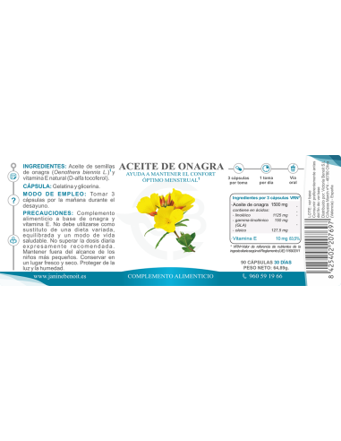 Aceite de Onagra cápsulas - Bienestar hormonal