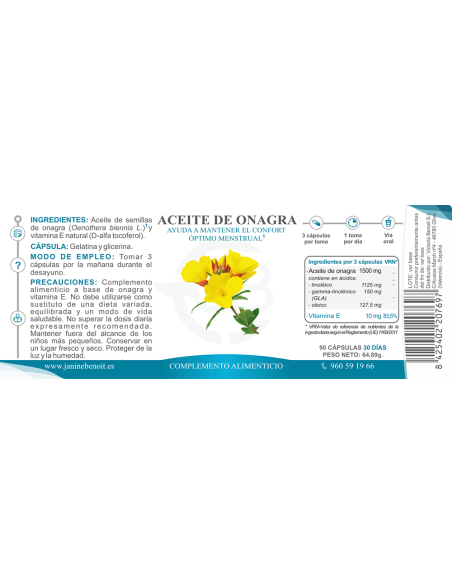 Aceite de Onagra cápsulas - Bienestar hormonal