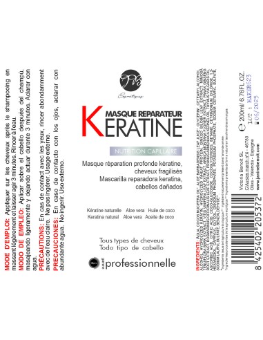 Mascarilla Keratina reparadora - Cabellos dañados